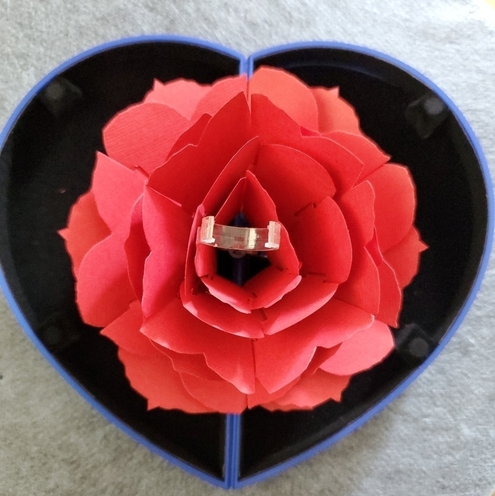 Blooming Rose Half Heart Gift Box Velvet Lining